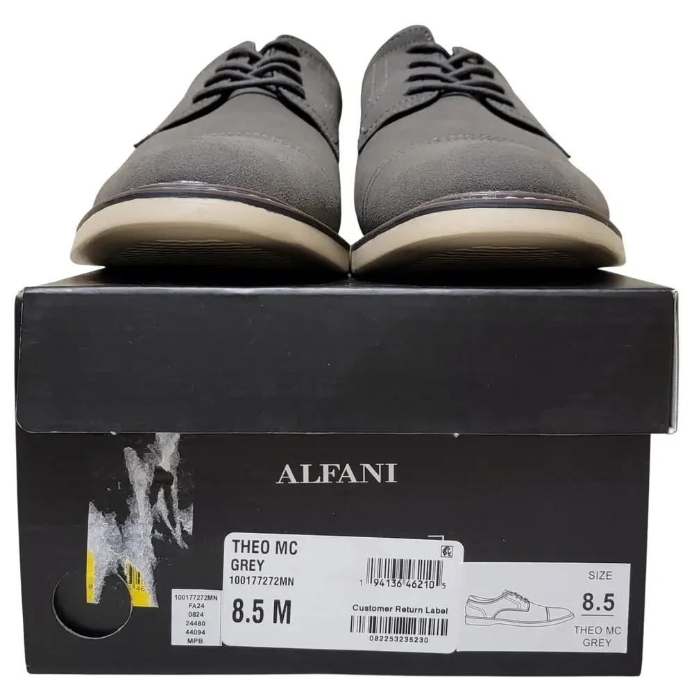 Alfani Men Cap Toe Derby Oxfords Theo Size US 8.5M Grey Microsuede